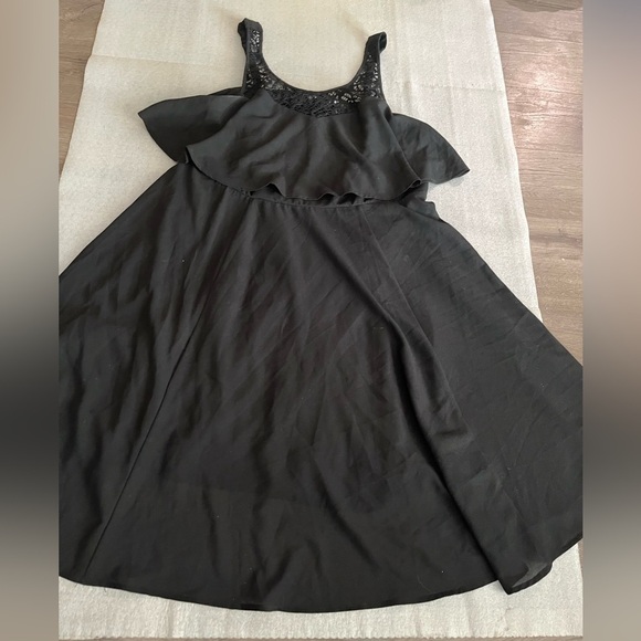 [16]Torrid Georgette Lace Illusion Skater Dress Black Plus C64586 - Picture 3 of 10